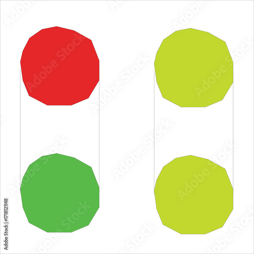 Vector Status Indicator Icon Set with Red and Green Traffic Light Symbols for Web and UI Design Elements
