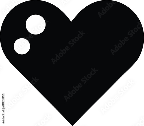Abstract heart shape with circular accents minimalist design black silhouette symbolizing love and connection