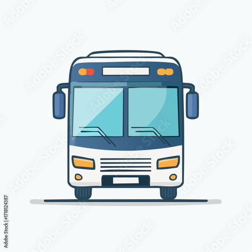 A modern public transport bus shown from the front, depicted in a clean, flat vector illustration style.