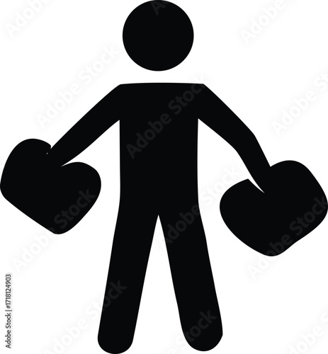 Simple human figure holding heart shapes symbolizing love care compassion and generosity for valentine's day or health campaigns