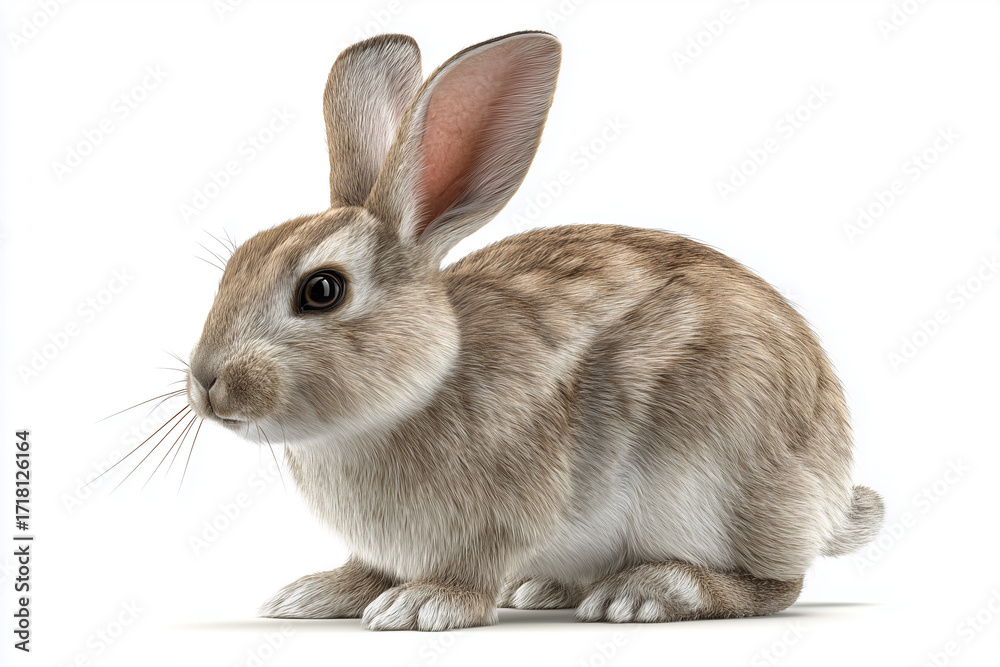 Obraz premium A raw rabbit, whole, 3D render, isolated on a white background.