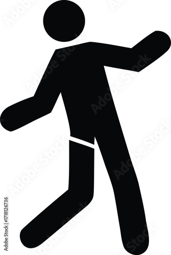 Dynamic stick figure dancing with arms outstretched energetic movement celebration joyful expression solo performance