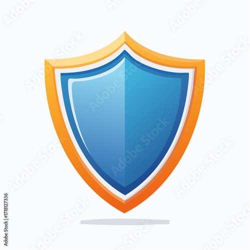 A stylized, glossy shield emblem with a blue center and an orange border, set against a plain white background. Free Download A stylized, glossy shield emblem with a blue center and an orange border, set against a plain white background. - GFXLoad