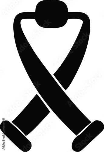 Symbolic black ribbon of awareness and support distinctive graphic for causes and remembrance featuring bold outline