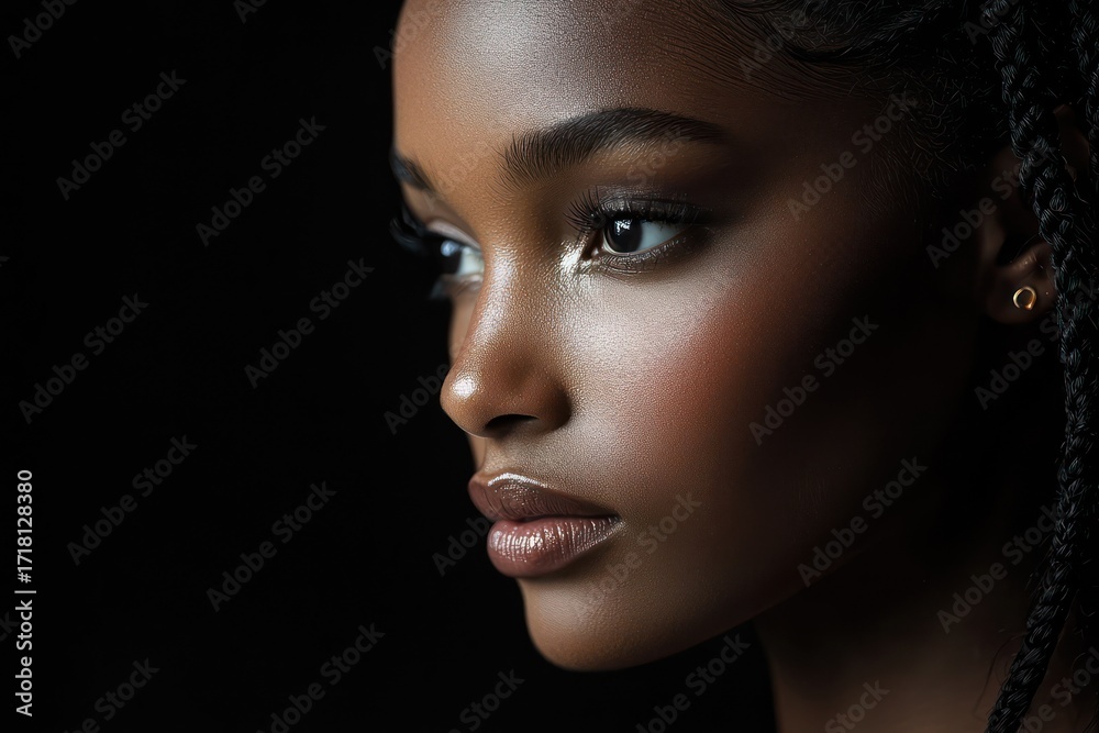 Fototapeta premium Woman portrait with dramatic black background