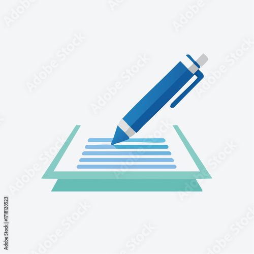 Illustration of a pen writing on paper, symbolizing writing or documentation.