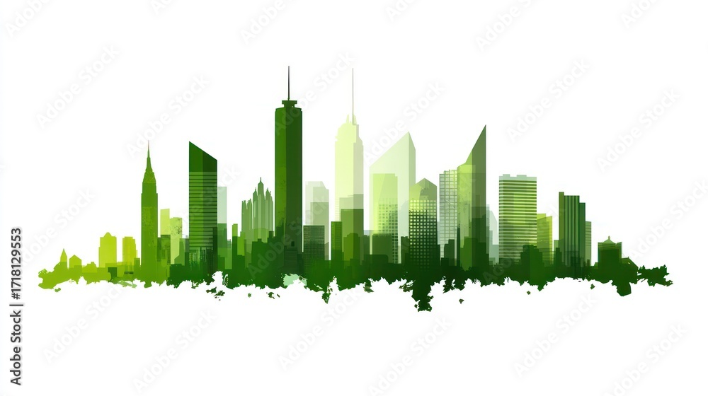 Fototapeta premium Green city skyline silhouette