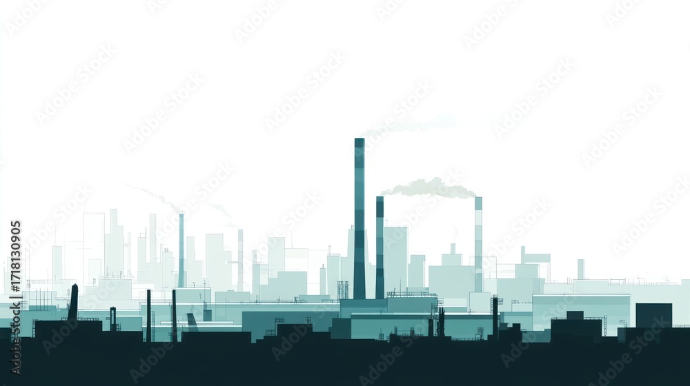 Obraz premium Industrial cityscape silhouette