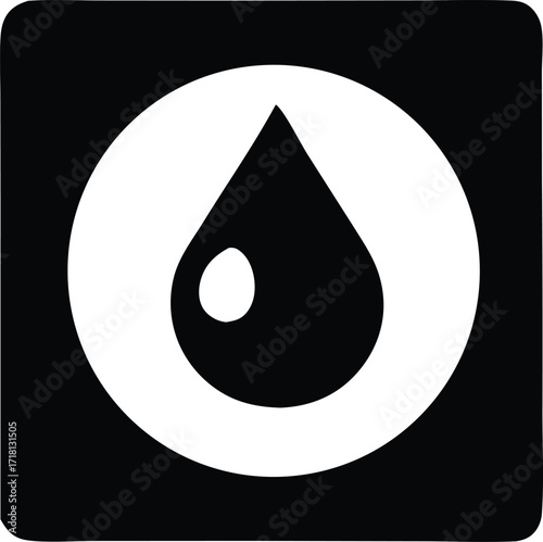 Abstract water drop symbol icon black and white graphic design for fluid concepts