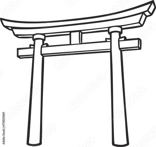 Red Torii Gate Japanese Shrine Symbol on White Background