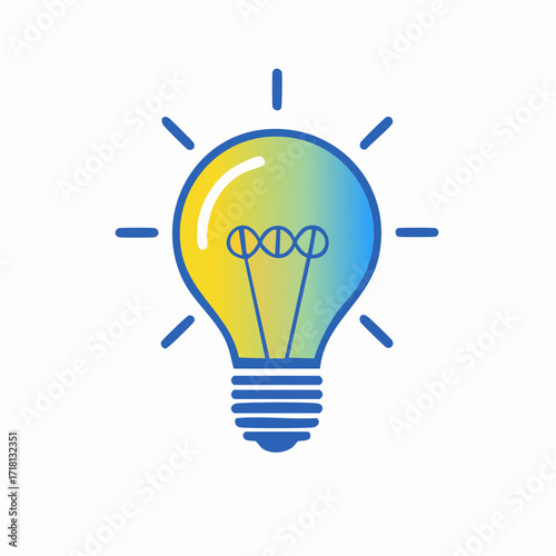 Colorful gradient lightbulb graphic design, radiating light, suggesting ideas and innovation.