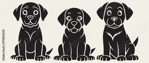 Cute dog set and sizes against a plain background showcasing diversity in dog breeds
