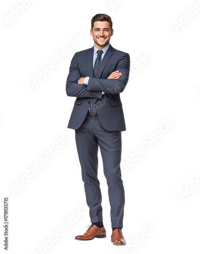 Full Body Portrait of a Smiling Confident Businessman