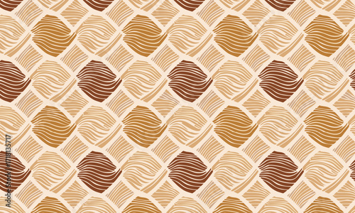 Abstract Geometric Swirl Seamless Pattern, Retro Art Deco Decorative Background