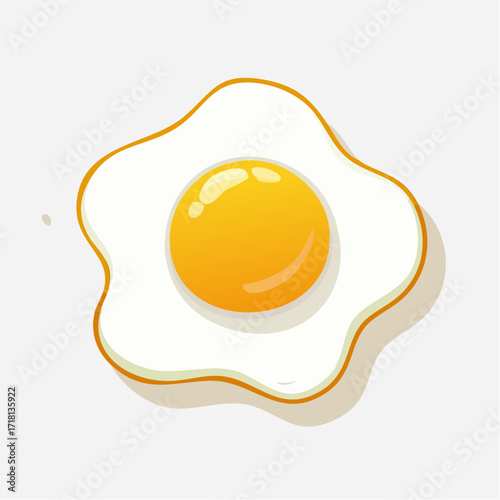 A simple cartoon illustration of a single sunny-side up fried egg with a bright yellow yolk on a plain background.