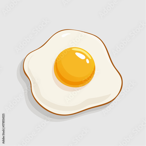 A single perfectly cooked fried egg with a bright yellow yolk and white albumen, presented on a light background.