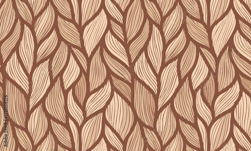 Decorative Stained Glass Leaf Seamless Pattern, Abstract Braid Mosaic Background