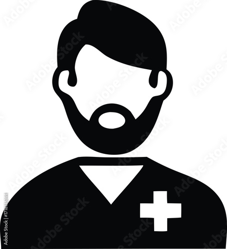 Professional healthcare worker icon with medical cross symbol representing healthcare and medical professionals healthcare service