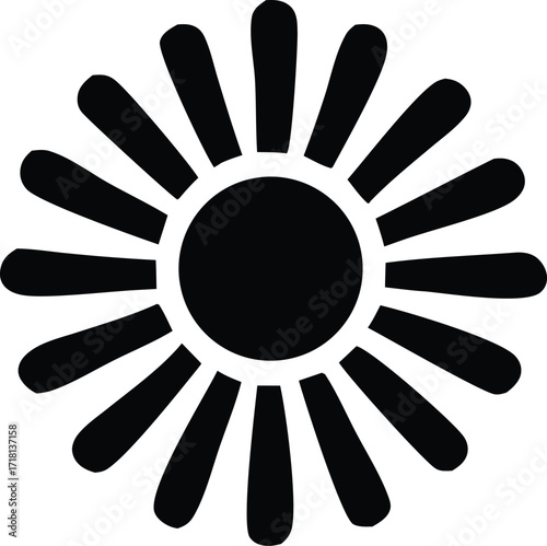 Simple sun silhouette icon black and white graphic for design projects weather symbol celestial body simple graphic