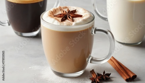 Spiced Coffee Drink with Whipped Cream and Star Anise