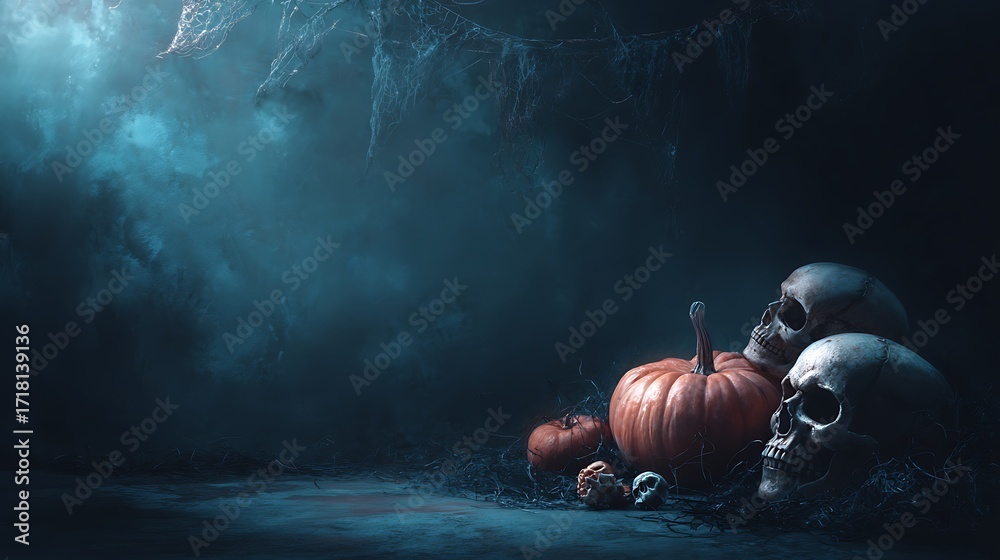 Naklejka premium a dark halloween background for a banner or postcard