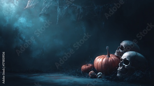 a dark halloween background for a banner or postcard