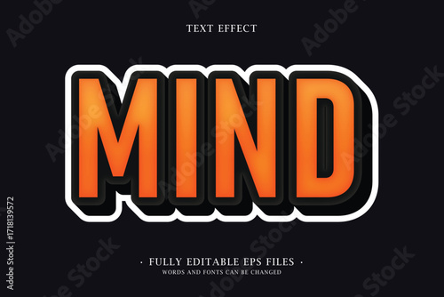 Mind Text Effect with Orange and Black Design
