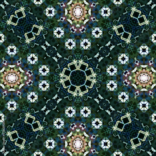 Seamless abstract pattern. Braided intricate pattern. Abstract kaleidoscope background.