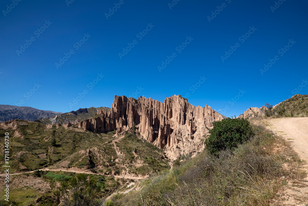 Fototapeta premium Beautiful cliffs and a mountain gorge. Mountains in La Paz, Bolivia.