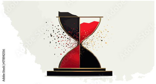 Abstract hourglass time passing red and black
