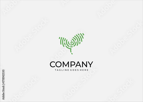 Abstract green leaf technology logo design, modern eco innovation vector, digital nature concept, sustainable energy, futuristic environmental illustration, biotech, ecology, and smart green identity.