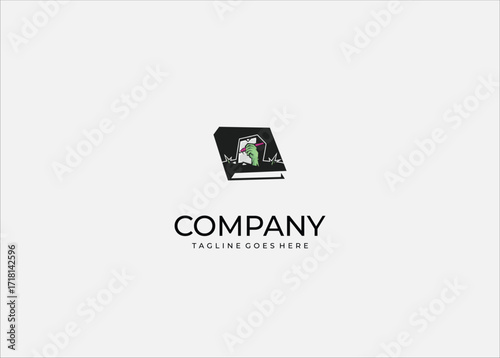 Zombie hand writing logo with book, horror illustration design, undead creative concept for fantasy literature, scary storytelling, dark novel cover, Halloween graphic, spooky drawing art.