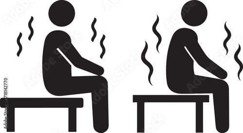 Two people sitting in a sauna silhouette