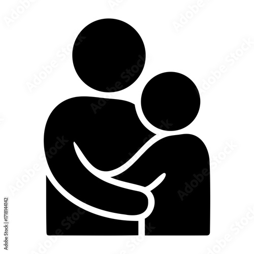Silhouette illustration depicting a parent figure embracing a child in a tender hug