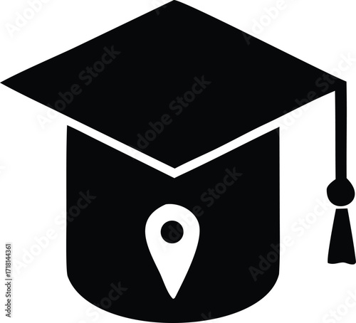 Graduation cap pin icon symbolizing education location destination achievement and academic success