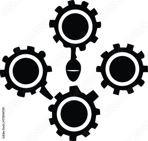 Interlocking gears symbolizing connectivity synergy and mechanical engineering solutions for industrial processes