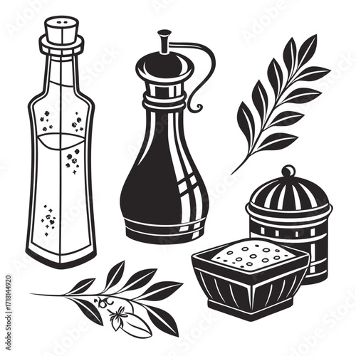 Assorted Culinary Ingredients and Botanicals vinegar