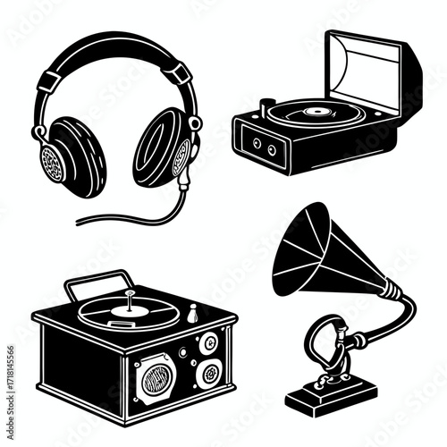 Assortment of Vintage Audio Devices illustration