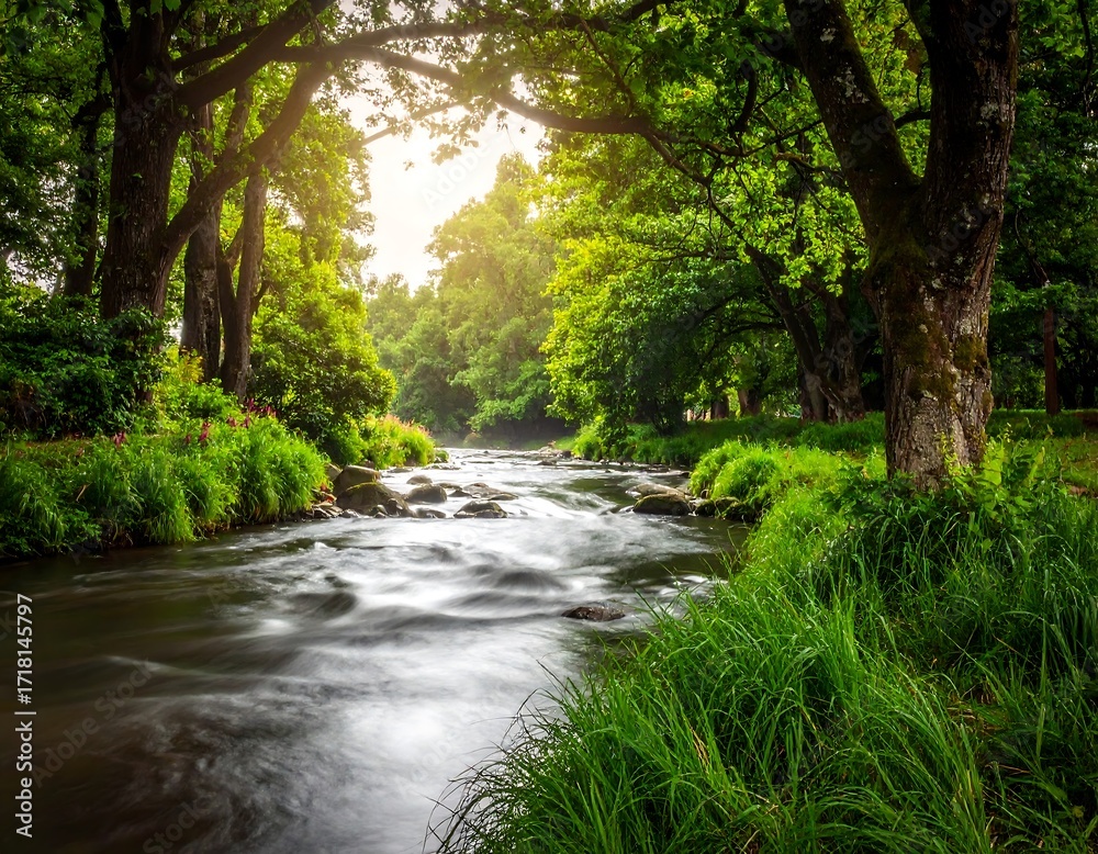 Obraz premium Lush forest stream scene (2)