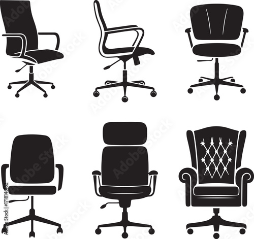 Assortment of Office Chair Silhouettes for Business and Professional Environments