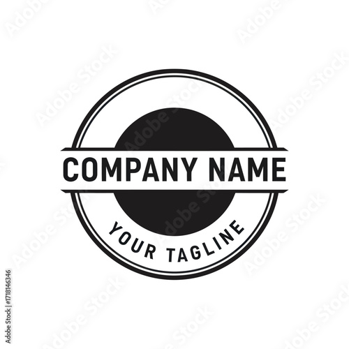 Bild auf Leinwand Black and White Circular Company Logo Design Template with Tagline for Corporate