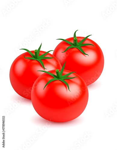 Three glossy red tomatoes