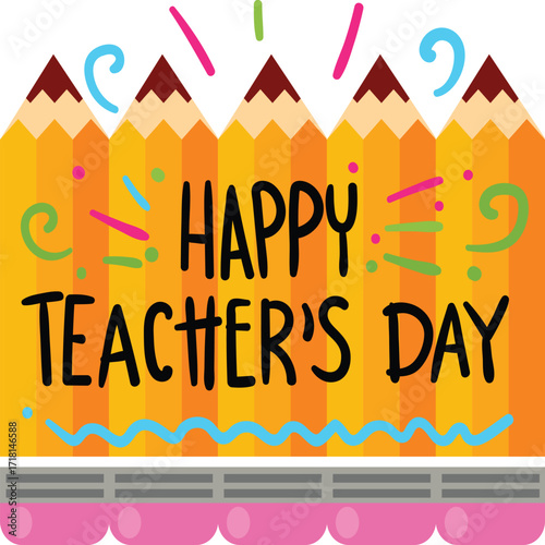 Minimalist chalkboard design with “Happy Teachers’ Day” typography and hand-drawn school elements. Great for banners, greeting cards, and appreciation posts.