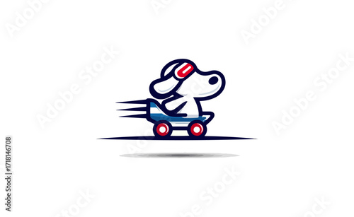 Dog riding skateboard graphic design