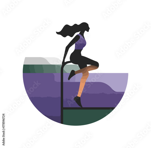 Female figure jumping