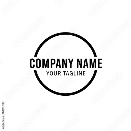 Modern Minimalist Black and White Company Logo Design with Arc Element and Customizable Text for Branding Identity and Corporate Visuals, Flat Vector Elements, Vector Illustration, Simple Vector,