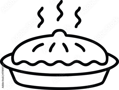 thanksgiving food baked pumpkin pie outline icon for autumn