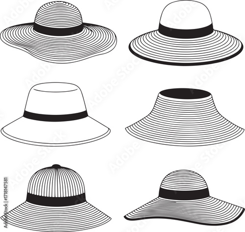 Elegant Striped Sun Hats Collection: Stylish Headwear for Sunny Days and Outdoor Adventures