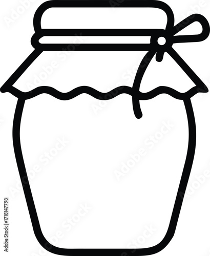glass jar filled with jam for autumn season outline icon