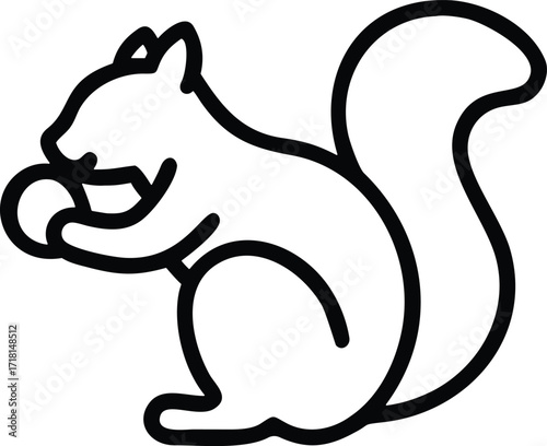 squirrel eating acorn. vector illustration of woodland animals for nature, wildlife, forest, or fall concept